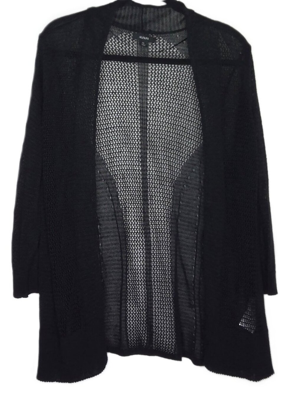 Alfani Black Cardigan Open Front Mixed Media Lacey Dark Fairy Whimsigoth Sz XXL